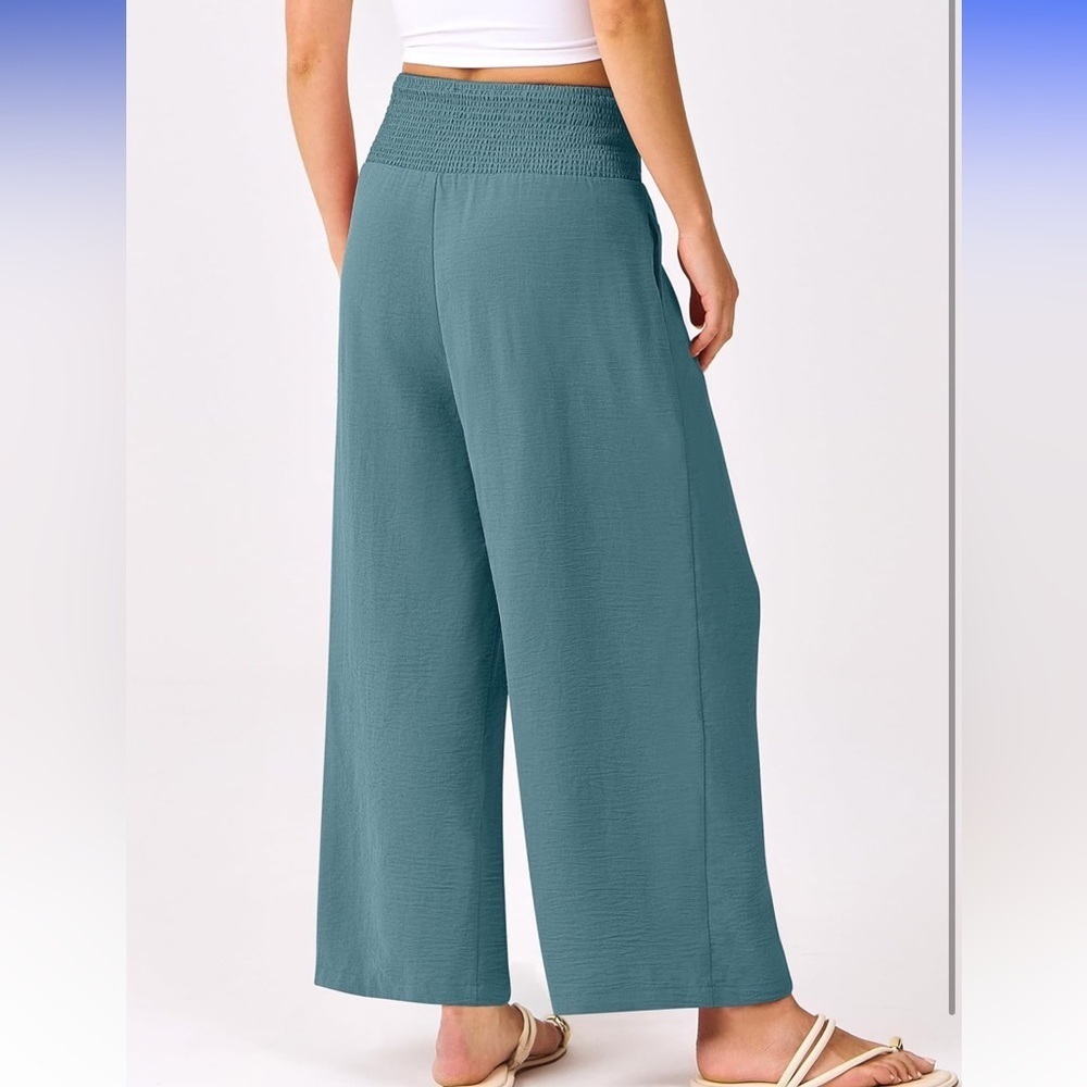 Women's Teal Wide-Leg Pants - Picture 4 of 6